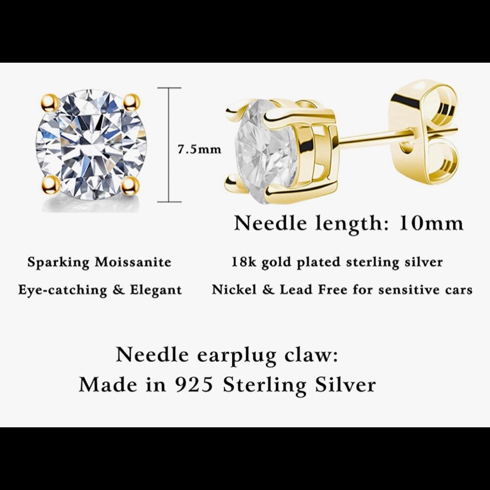 2CTTW GRA CERTIFIED Moissanite Diamond earrings, gift 100% passes diamond tester - Picture 6 of 10